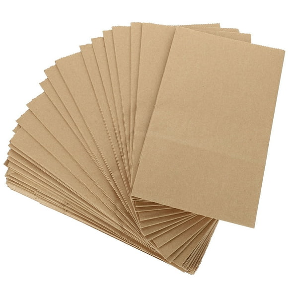 Luxshiny 100Pcs Multi Function Brown Paper Bags Convenient Disposable Lunch and Cookie Bags
