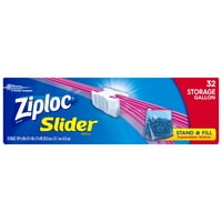Ziploc Slider Storage Bags, Gallon, 32 Count