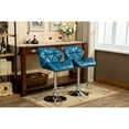 thumbnail image 4 of Modern Adjustable Height Blue Bar Stools - Diamond- Seat With Gas Lift And Foot Rest For Comfort Contemporary Hydraulic In Blue, 2 Pu Leather A Relaxing Interval, 4 of 7