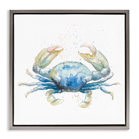 Stupell Industries Modern Speckled Crab Animals & Insects Painting Gray Floater Framed Canvas Art Print Wall Art, 25 x 25