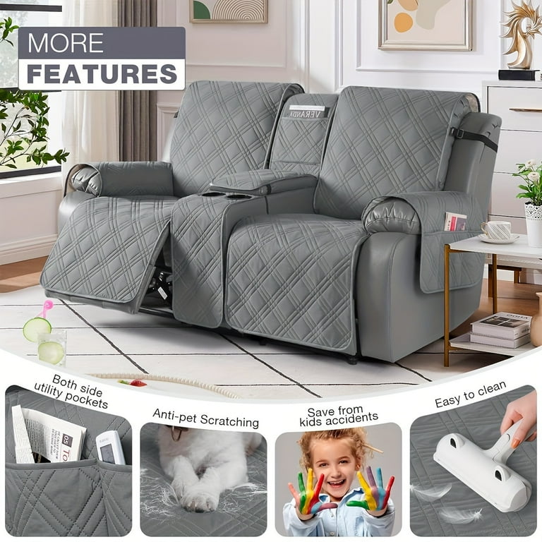 wwbo 4pcs Set Modern Recliner Slipcovers With Cup Holder Pet Friendly Elastic Closure Machine Washable Polyester Covers For Double Seat Sofas Couch