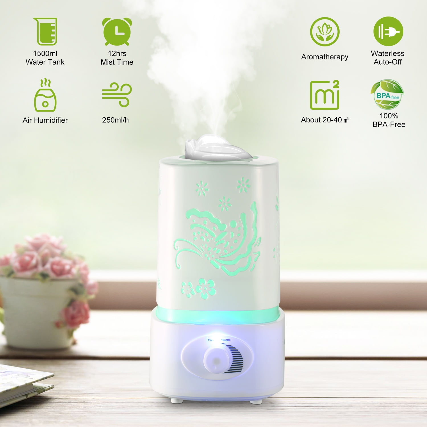 Essential Oil Ultrasonic Home Aroma Aromatherapy Diffuser AirHumidifier Purifier 