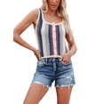thumbnail image 4 of hirigin Women's Striped Print Tank Tops, Casual Sleeveless Square Neck Button Down Knit Vest Shirt, 4 of 9