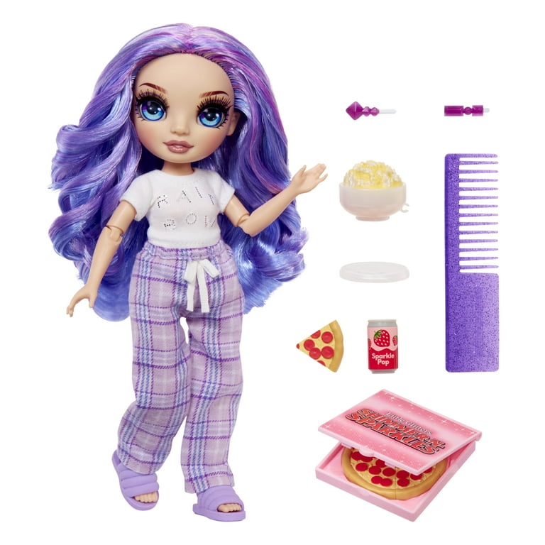 Rainbow High Jr High PJ Party Violet, Purple 9” Posable Doll, Ages