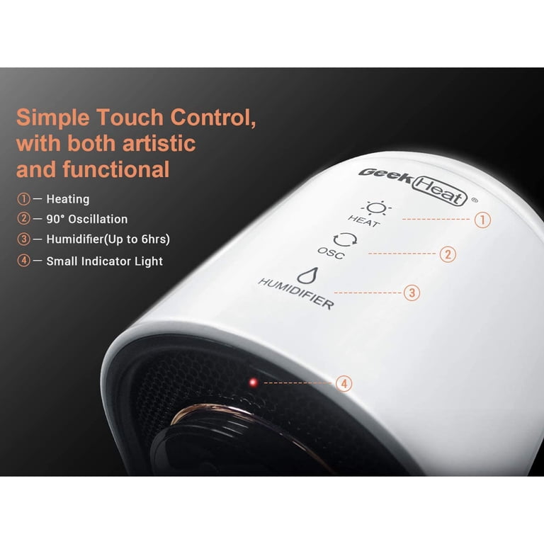 Geek Heat Slim Oscillating Desktop Space Heater with Humidifier, White -  Walmart.com