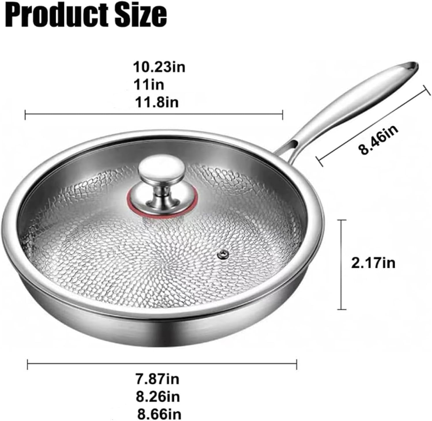 Siraatskitchen Titanium Pan, Titanium Hammered Pan Pro with Lid, 2025 UltraPure Nonstick Frying Pans for Cooking, Multifunctional Pots and Pans Set Non Stick 11.81in With cover