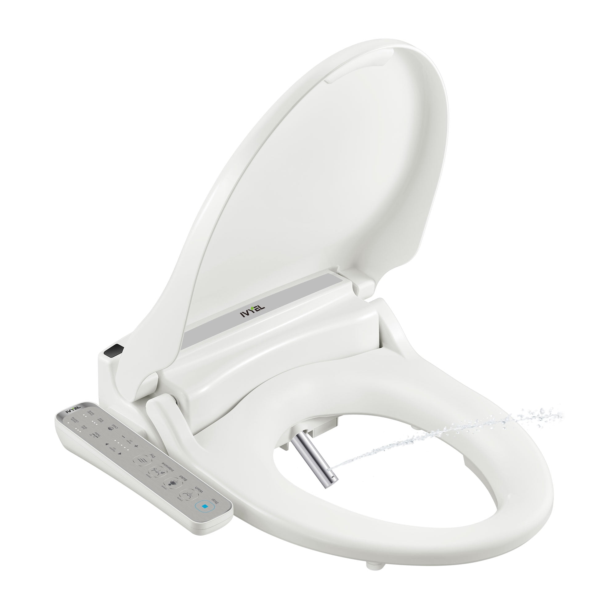 Ivyel J-2 Smart Electric Bidet for Toilet Seat, Fits Round toilets,Warm water, Heated bidet toilet seat, Heated Dryer, Child Function, Stainless Steel Self-Cleaning Nozzle, LED Night Light