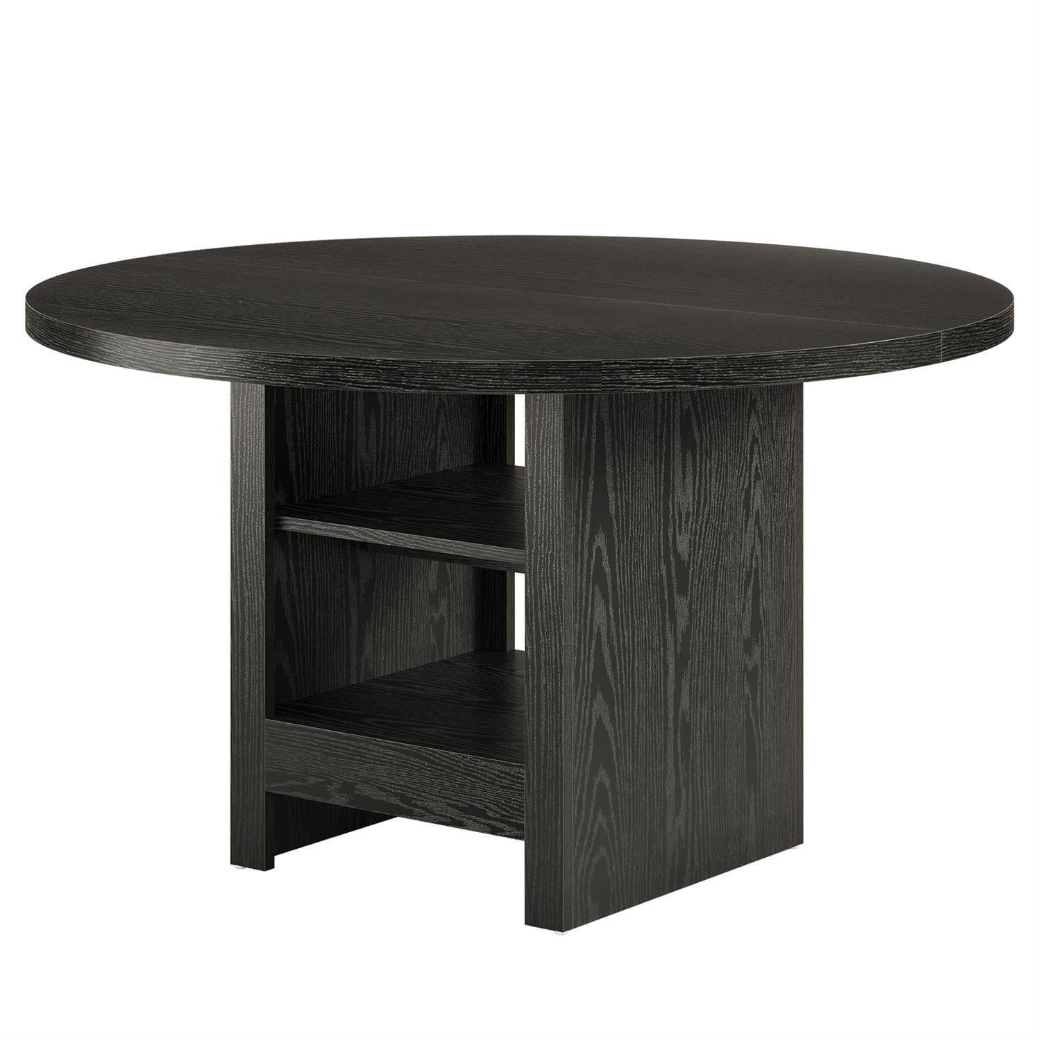 Demi Bonn 47" Round Kitchen Table, Compact Dining Set, Breakfast Nook, Perfect for Small Spaces, Black