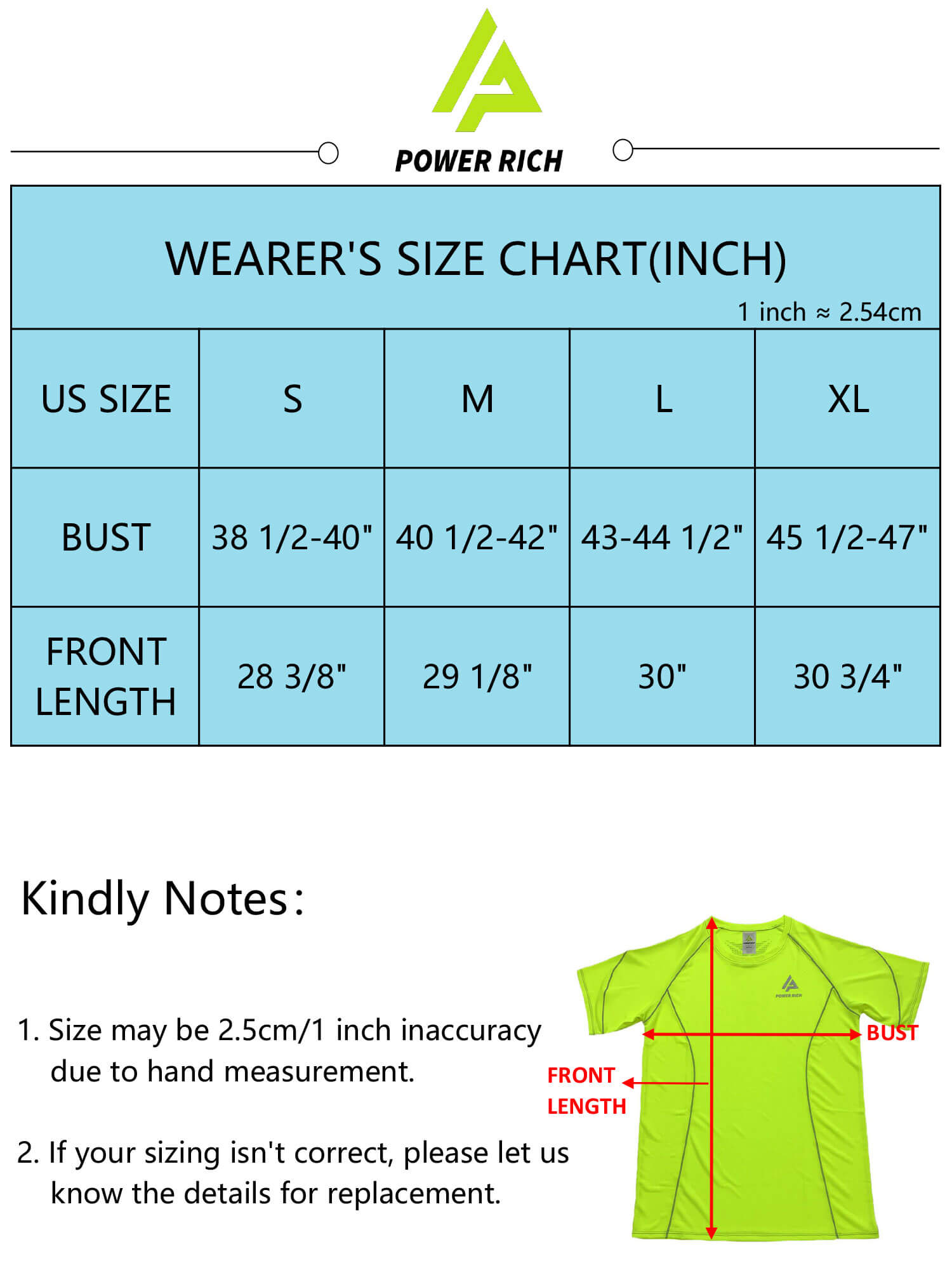 Discover the ultimate addition to your athletic wardrobe with the Power Rich Men's Workout Shirts. Engineered for performance, these short sleeve athletic T-shirts are crafted from a blend of polyester/jersey and butterfly mesh cuffs, ensuring a lightweight and breathable experience. The quick-drying fabric effortlessly wicks away moisture, keeping you cool and comfortable through even the most intense workouts. Featuring contrasting color piping and a sleek silver logo, these shirts offer a sporty and stylish aesthetic available in four trendy colors.

Constructed from 100% polyester, the Power Rich workout shirts boast a loose and roomy athletic cut for enhanced mobility. Double-needle construction reinforces the sleeves and hem for exceptional durability, while ergonomic flat-lock seams minimize chafing and irritation. Available in an inclusive range of sizes from S to XL, these shirts guarantee the perfect fit for every body type. And with easy care instructions, cleaning is a breeze - just toss them in the washing machine. At Power Rich, your satisfaction is our top priority. Rest assured that we will quickly replace any ill-fitting items without requiring a return, demonstrating our commitment to providing accurate product information and top-quality performance apparel. Elevate your active lifestyle with the Power Rich Men's Workout Shirts for unparalleled comfort, style, and support.