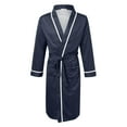 thumbnail image 4 of VNKIDY Men's Pajama Solid Color Lightweight Robe With Contrast Trim Long Sleeve Nightrobe With Belt Design Front Pockets For Home Relaxing Leisure Homewear, 4 of 7