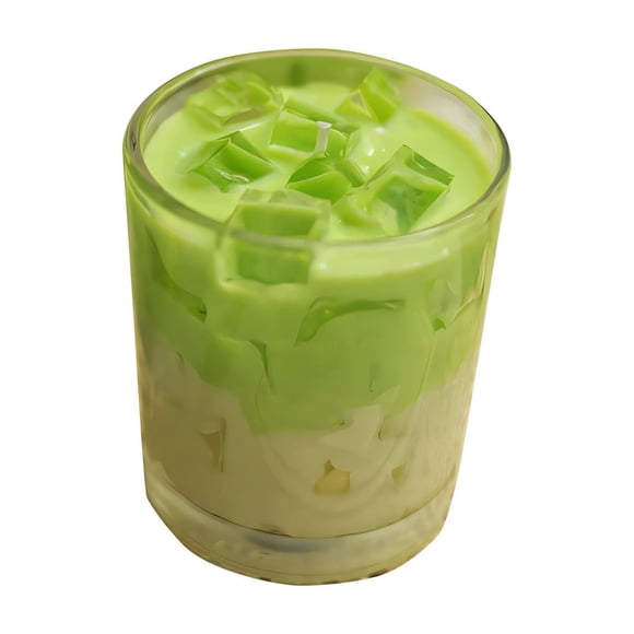 Vela perfumada con matcha: elegante, en un elegante recipiente de vidrio con forma de taza, hecha de cera de parafina, ideal para regalos de cumpleaños y decoración del hogar.