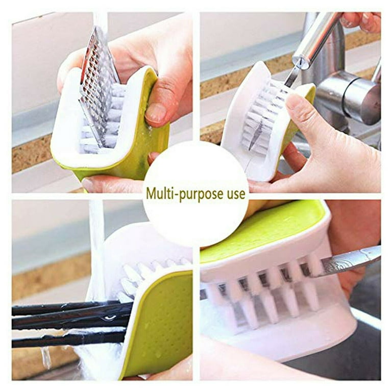 Non-Slip Blade Brush, Knife Cleaner, ABS Cutlery Cleaner, Green Double  Sided Bristle Scrubber for Kitchen Chopsticks Fork Spoon Knives Washing by