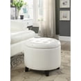 Convenience Concepts Unique Small Round Storage Ottoman, Soft Ivory ...