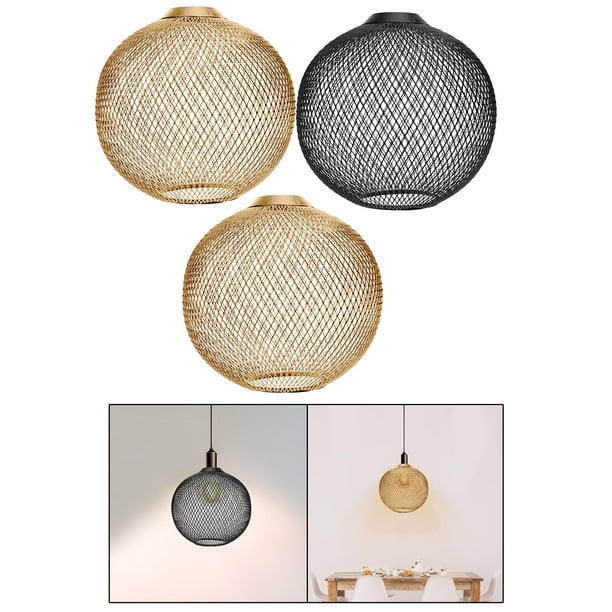 Pantalla tejida,Pantalla de luz colgante de pantalla tejida de metal,Cubierta de la pantalla de la lámpara de la cesta de la pantalla de la lámpara,Tonos de luz colgantes de techo tejidos a Yinane Pantalla tejida