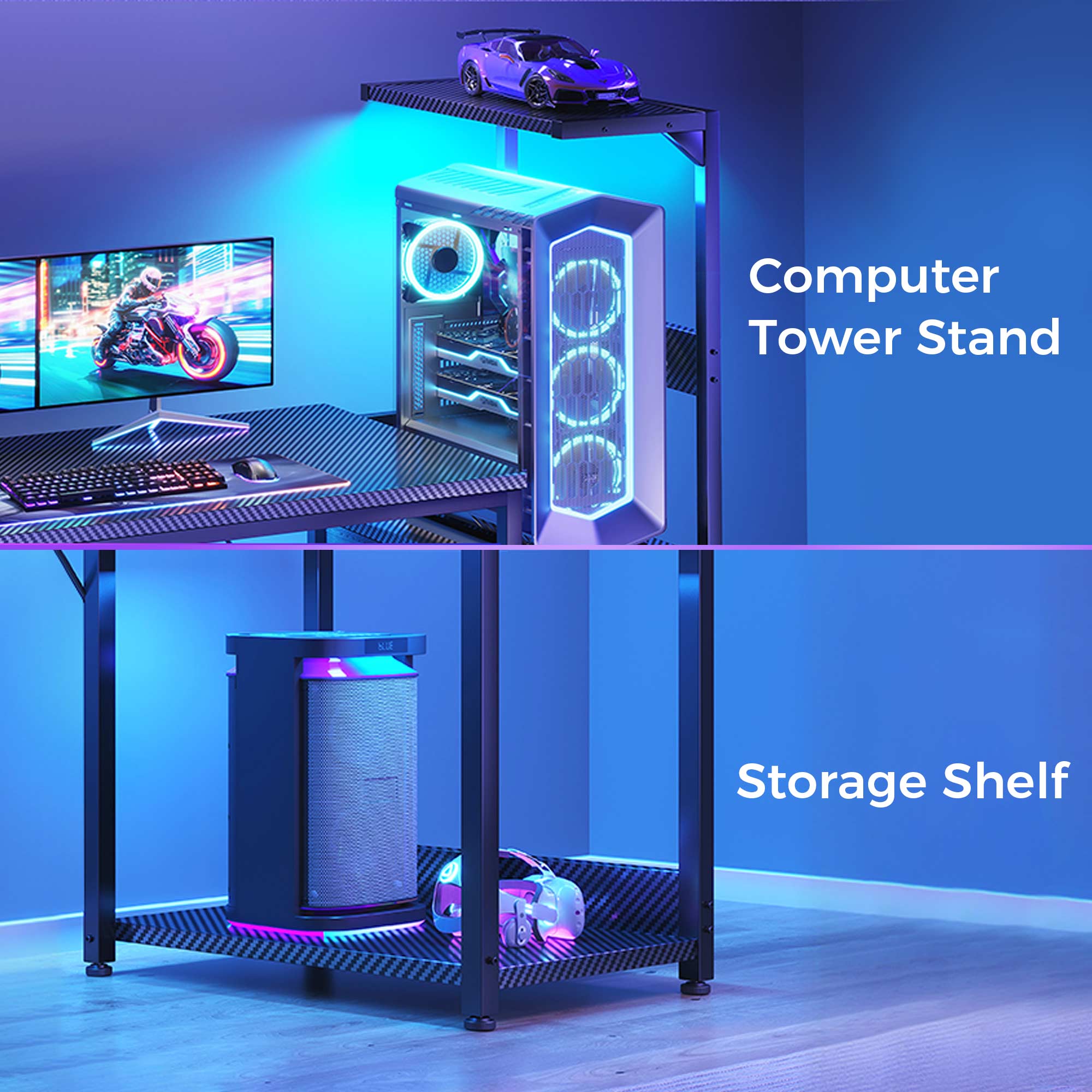 Casacomoda 48" Gaming Desk with LED Lights and PC Stand photo 4