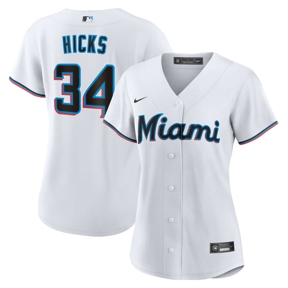Women's Nike Liam Hicks White Miami Marlins Home Replica Jersey