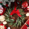 thumbnail image 2 of 6 Pcs Small Christmas Norfolk Wreaths 15 Inch Christmas Kitchen Cabinet Mini Wreath Real Touch with Bow Ribbon Cedar Red Berry for Xmas Front Door Window Chair Fireplace Table Pillar Farmhouse Decor, 2 of 7