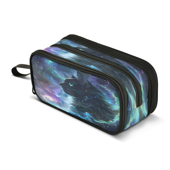 ALAZA Cat Magic Starry Pencil Case Bag 3 Compartment Pen Pouch Large Storage Holder Box Organizer
