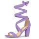 thumbnail image 1 of Sandalias Con Cordones Entrecruzadas De Tacones De Bloque Medio De Mujer Púrpura 41, 1 of 7
