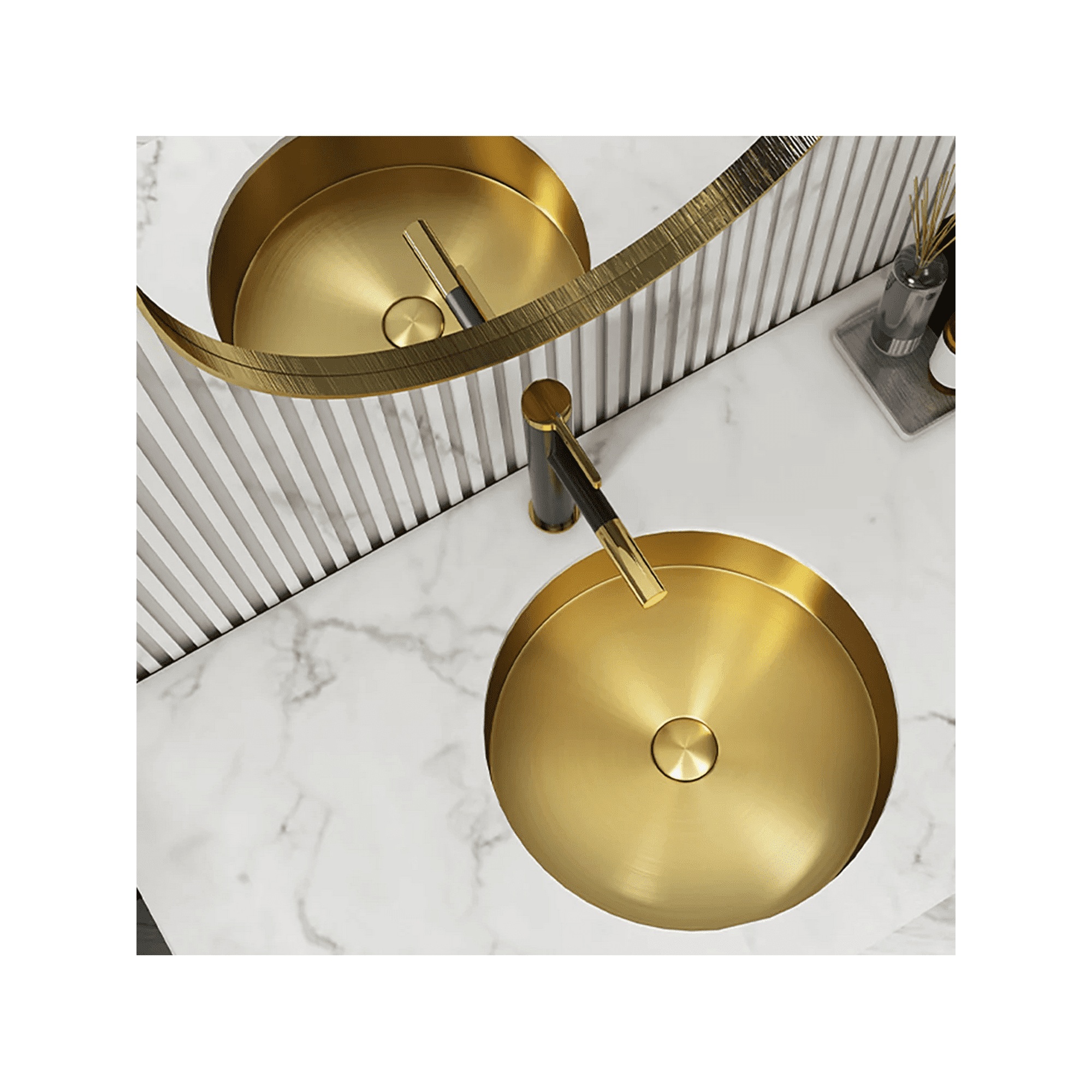 Brushed Gold Modern Luxury Stainless Steel Round Sink