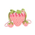 thumbnail image 2 of Bolso de hombro de punto, bolso cloche de crochet, precioso bolso decorativo con forma de fresa Rosa, 2 of 9
