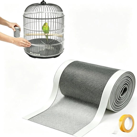 sgcylowq Bird Cage Seed Netting Adhesive Mesh Patch Breathable Cuttable Bird Cage Net Mesh 2.76in x 26ft Roll Bird Cage Guard Mesh Aviary for Parrots and Breeders