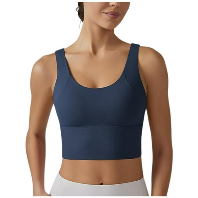 FhsagQ Soutien-Gorge Soutien-Gorge pour Femmes Ensemble de 2 Pcs Mode et Décontracté en Forme de V Dos Nu Sensation Intégrée Soutien-Gorge de Sport Ajusté Haute Élasticité Course Entraînement Physique Yoga Costume Soutien-Gorge Marine P