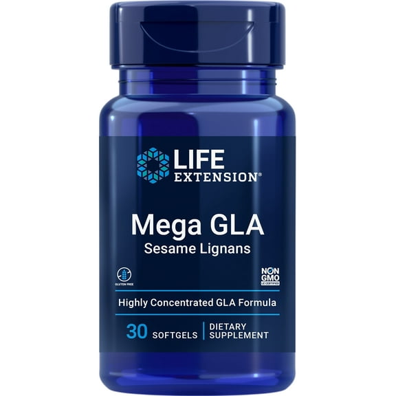 Life Extension Mega GLA Sesame Lignans  - Gluten-Free, Non-GMO - 30 Softgels