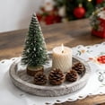 thumbnail image 3 of Candle Plate Holder Tray: Round Wood Decorative Candle Plate - Rustic Farmhouse CoffeeTable Decor - Tealight Pillar Trays for Home Decor (Whitewash), 3 of 9