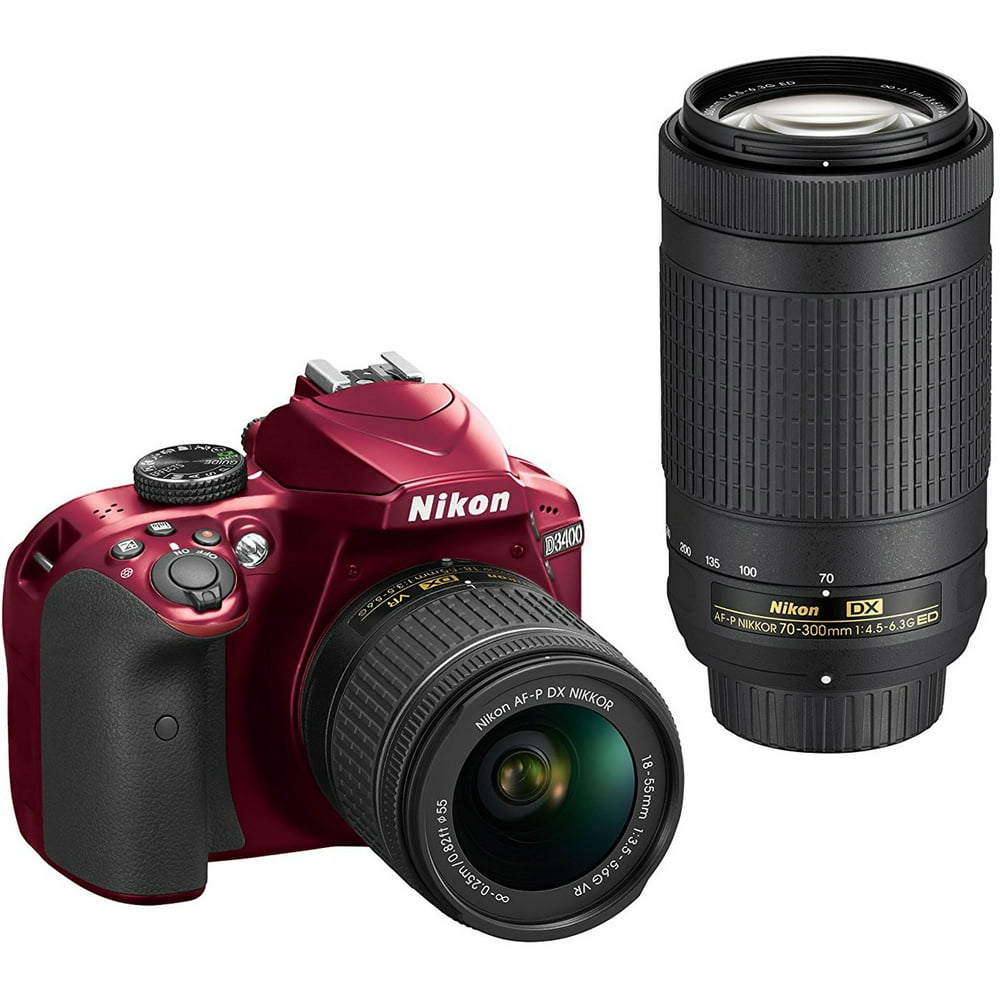 Nikon D3400 24.2MP DSLR Camera w/ AF-P 18-55mm VR & 70-300mm Dual Zoom
