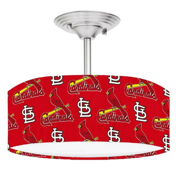 888 Cool Fans DR-0001384 Cardinals MLB Baseball 2-Light Brushed Nickel Drum LED Lamp Fixture