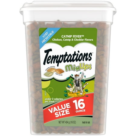 UPC: 0023100110813 | Temptations Mixups Chicken Catnip & Cheddar Flavor Crunchy and Soft Cat Treats 16 oz Tub