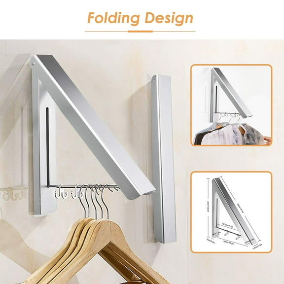 MesaSe Retractable Clothes Rack, Wall Mounted Folding Clothes Hanger Drying Rack for Laundry Room Closet Storage Organization, Aluminum, Easy Installation