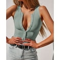 thumbnail image 5 of Fashion Thread Vest Solid Color Button Sleeveless Jumpsuit Bodysuit Bottoming, 5 of 6