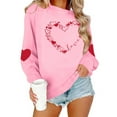 thumbnail image 4 of FAWUUDO Valentines Day Shirts Women Valentine Crewneck Sweatshirts Love Heart Sweatshirt Valentine's Long Sleeve Tops Pink M, 4 of 9