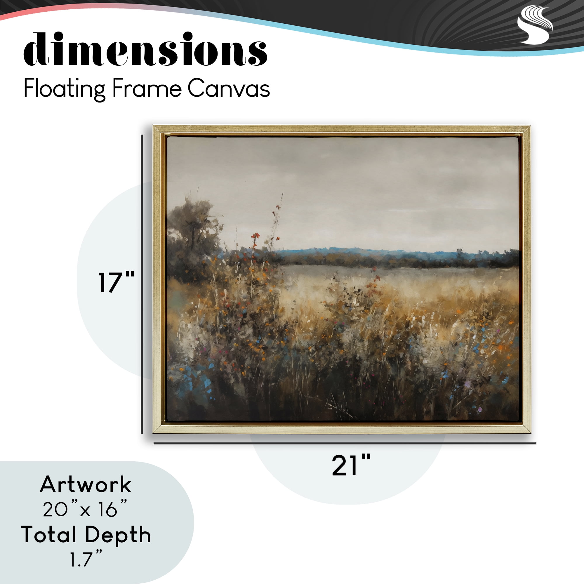 Stupell Industries Abstract Grunge Meadow Gold Framed Floater Canvas Wall Art, design by Creative Studio