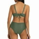 thumbnail image 4 of Trajes de Baño de Mujer de Cintura Alta Cuello en V Vendaje Sólido Ajustamiento Apretado Reunión Traje de Baño Conjunto Dividido, 4 of 6