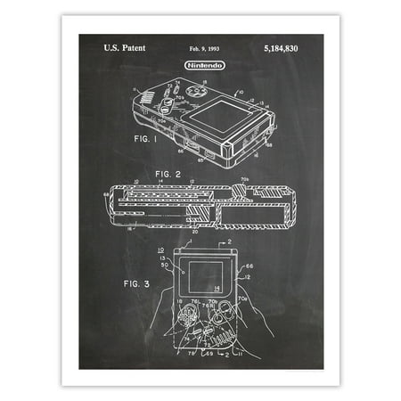 Nintendo Game Boy Invention Poster 1993 Patent Art Handmade Giclée Gallery Print Video Game Blackboard (18