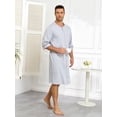 thumbnail image 4 of EA'S SECRET Mens Robes 100% Cotton Kimono House Coat Summer Zipper Short Bathrobes Soft Sleepwear with Pockets(Grey,L), 4 of 7