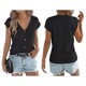 thumbnail image 3 of Suéter Tipo Cárdigan de Corta con Botones y Cuello en V para Mujer, Chaleco de Punto . Negro XL, 3 of 7