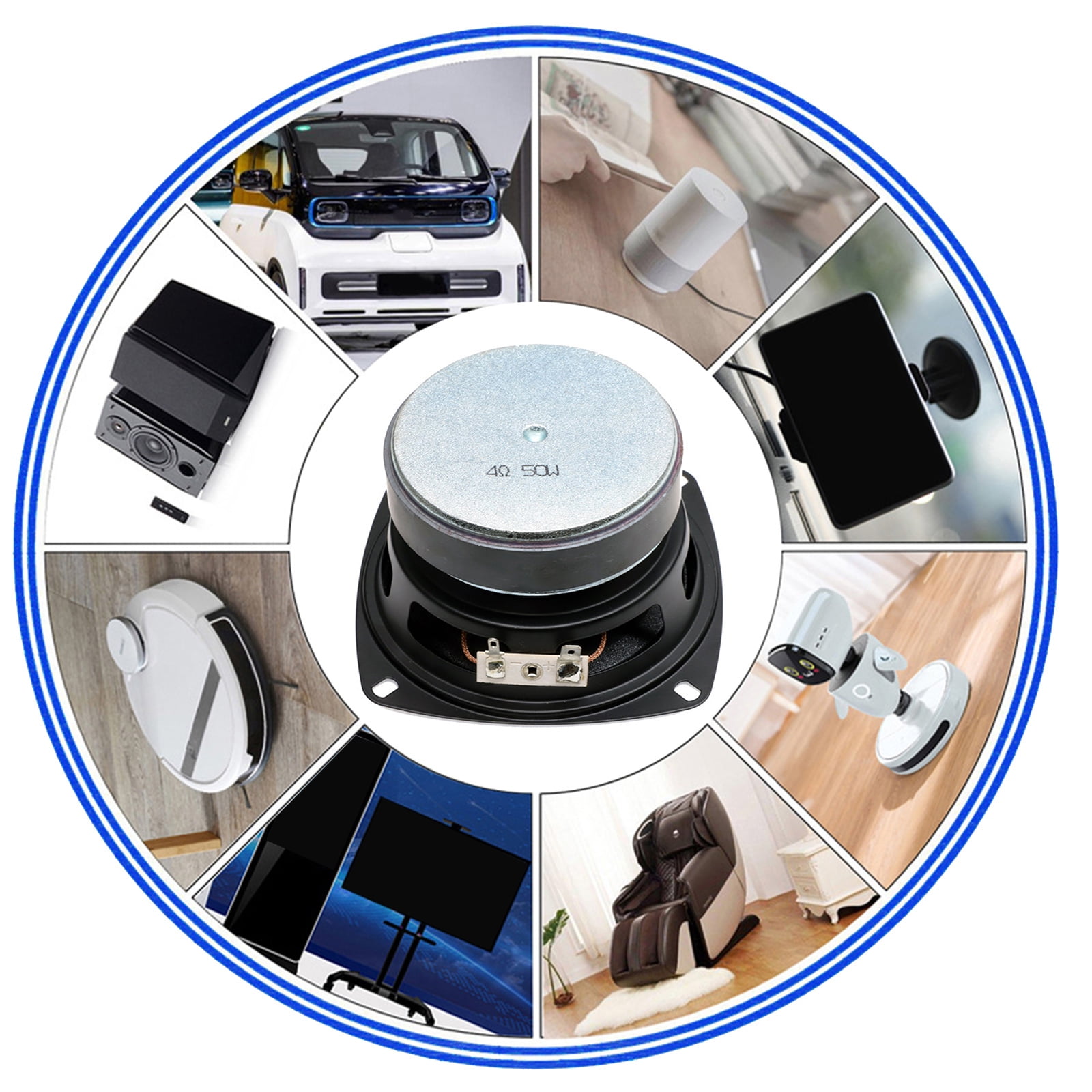 Ruggeds 4in Sound Driver Woofer With 40W Power Handling Bulletproofs Diaphragm Vibrations Reduction Suspension Design