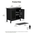 thumbnail image 5 of Eumyviv Black Accent Sideboard Cabinet with 2 Rattan Doors, Adjustable Storage for Bedroom or Living Room, 5 of 7
