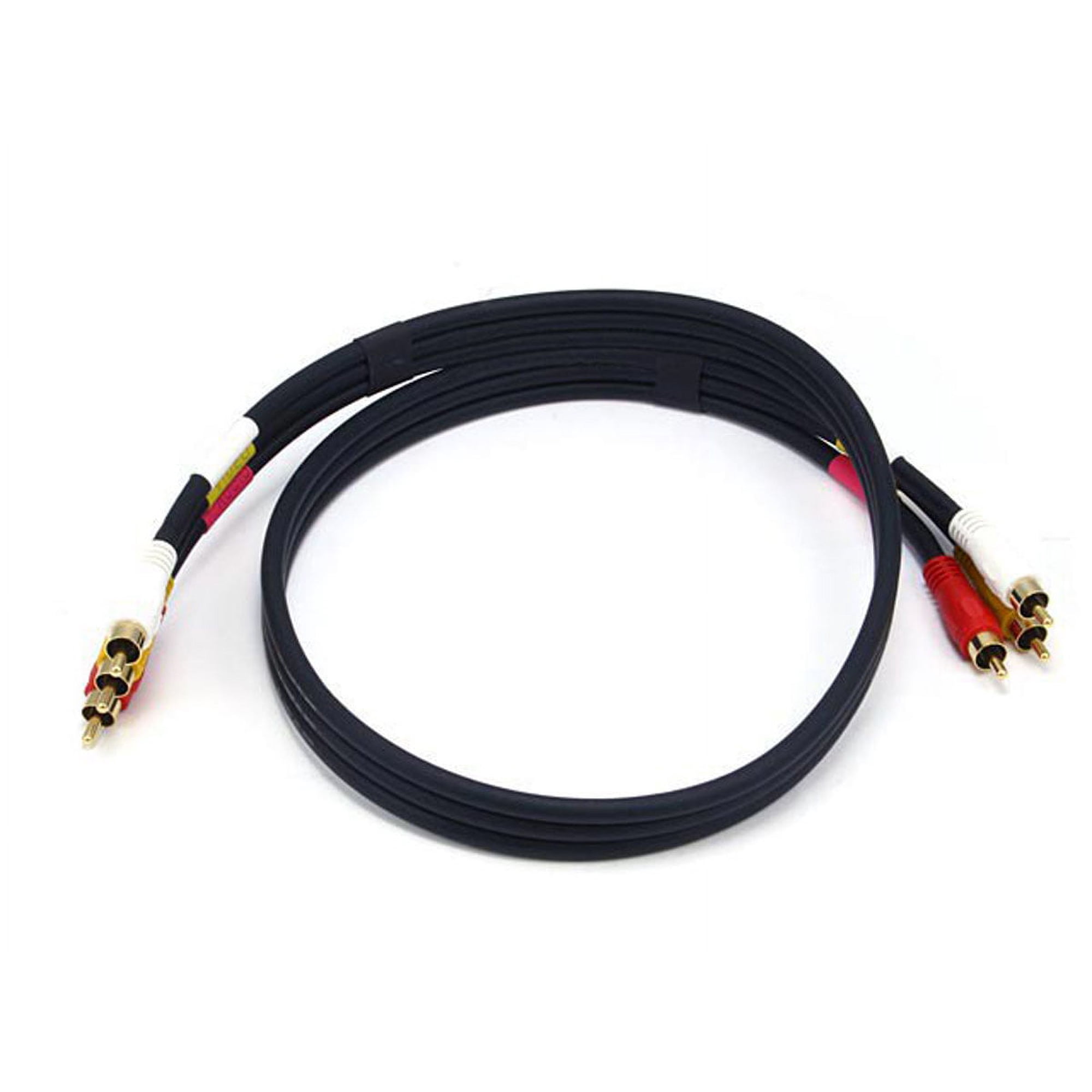 Monoprice Video/Audio Coaxial Cable - 3 Feet - Black | 3 x RG59U Male to Male Gold plated RCA connectors