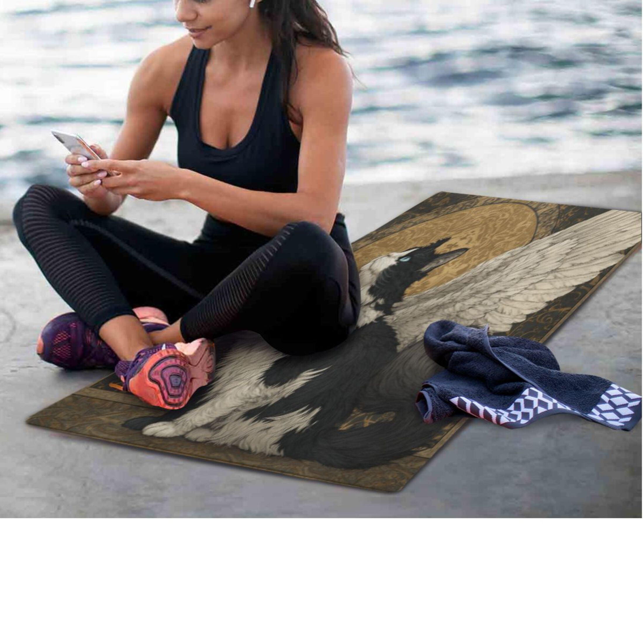 BZSMCE Yoga Mat Women Fitness Mat Ebony and Ivory Pattern