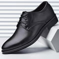 thumbnail image 4 of Wensltd Men's Dress Shoes Leather Classic Elastic Band Oxford Lace Up Low Heel Dress Shoes Business Formal Shoes Comfort, 4 of 9