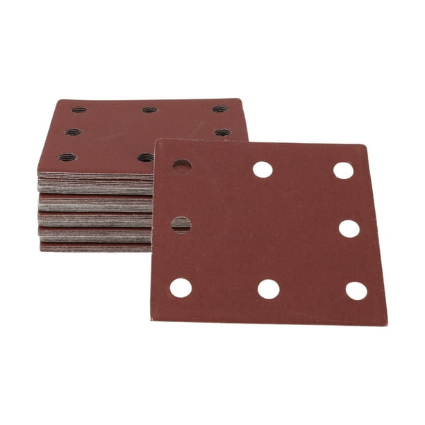 50 Pcs Papel de Lija Rectangular 8 Agujeros 320 Grano Hojas de Lijado para Reacondicionamiento Automotriz y Trabajos en Madera