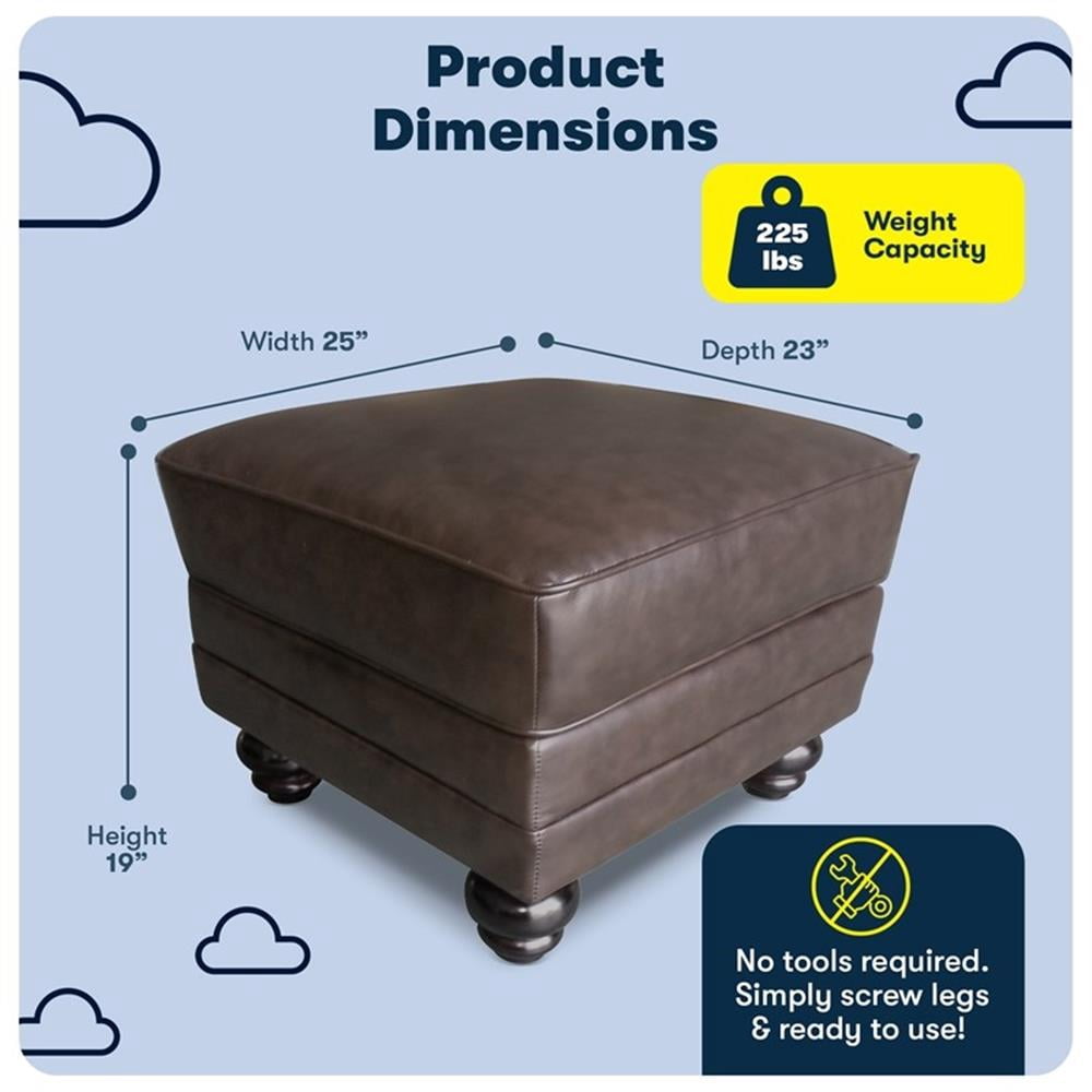 Serta Copenhagen Bonded Leather Ottoman Chestnut Brown