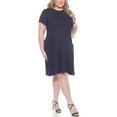 thumbnail image 2 of White Mark Asymmetrical Drop Waist Short Sleeve Swing Dress, Women's Plus, 1X-3X, 2 of 6