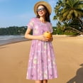 thumbnail image 4 of Fotbe Butterfly 1 Vestido Largo de Moda para Mujer, Vestido Tipo Camiseta con Manga Corta y Estilo Casual a Rayas y Bloques de Color, 4 of 6