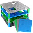 thumbnail image 1 of Strictly Briks Classic Trap & Gap Stackable Baseplates, 100% Compatible with All Major Brands, Blue, Green & Gray, 4 Pack, 2 Base, 2 Trap Door & Gap, 15 Stackers, 10x10 Inches, 1 of 5